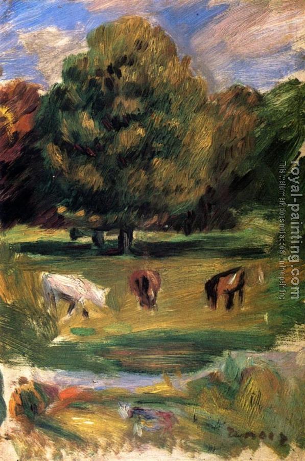 Pierre Auguste Renoir : Landscape with Horses